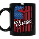 Nurse american flag nursing shcool Coffee Mug_Black