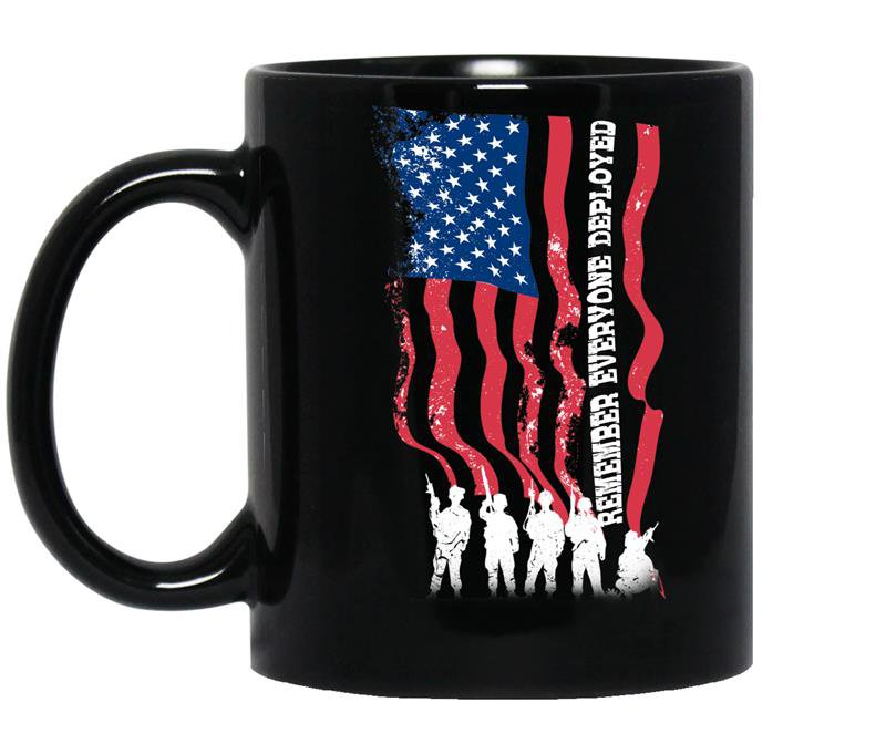 Remember everyone deployed american flag-veteran Coffee Mug_Black