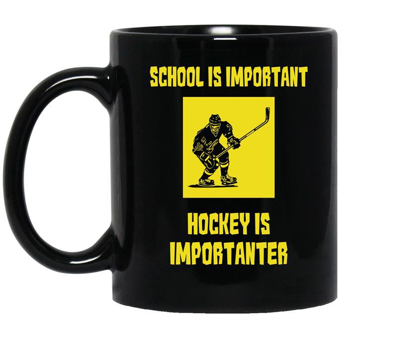 School is important hockey is importanter Coffee Mug_Black