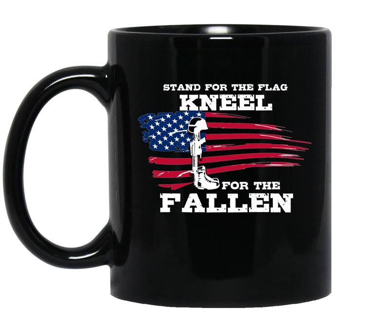 Stand for the flag kneel for the fallen veteran Coffee Mug_Black