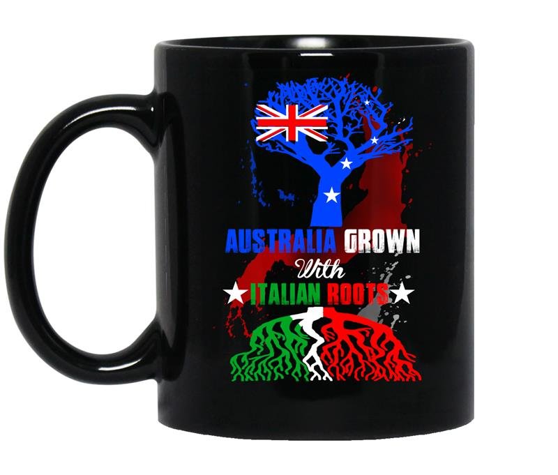 Australia grown with italian roots Coffee Mug_Black