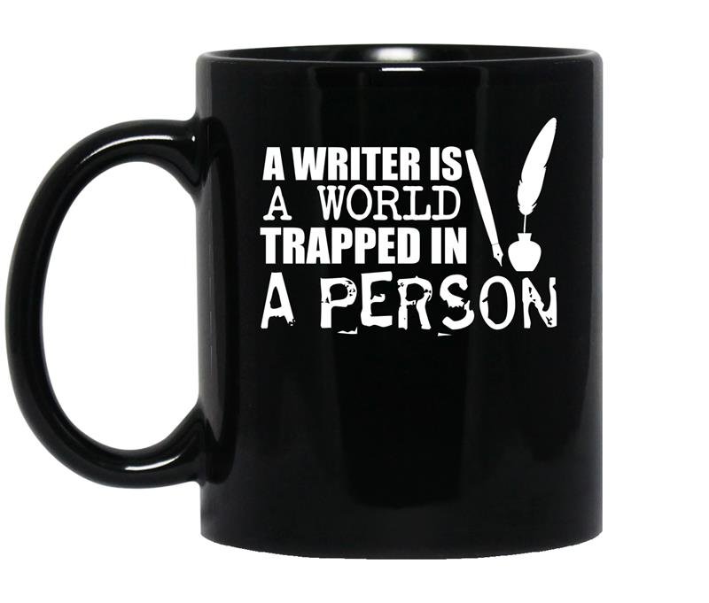 A writer is a world trapped in a person Coffee Mug_Black
