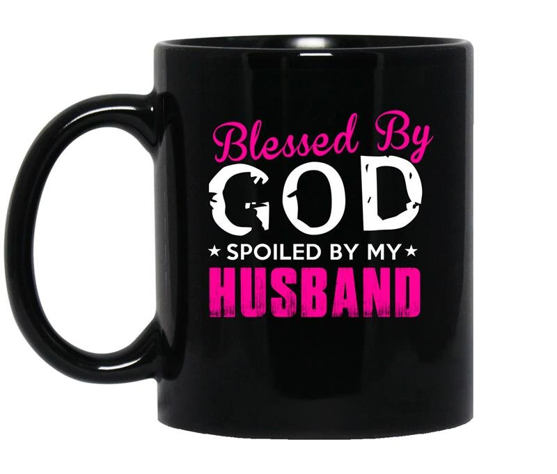 Blessed by god spoiled by my husband  coffee Mug_Black