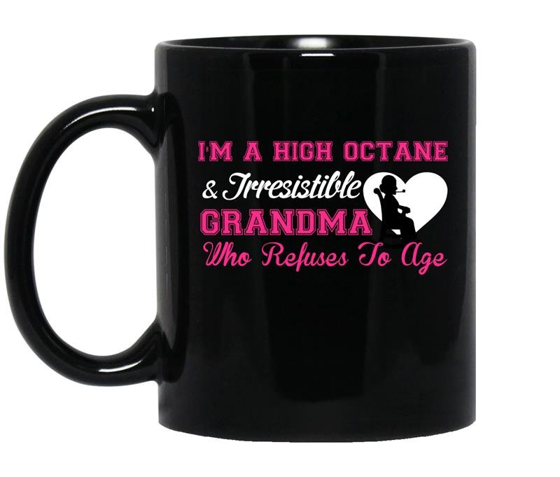 Grandma who refuses to age coffee Mug_Black