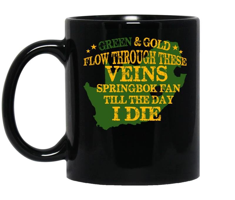 Green and gold follow through these veins springbok fan till the day i die coffee Mug_Black