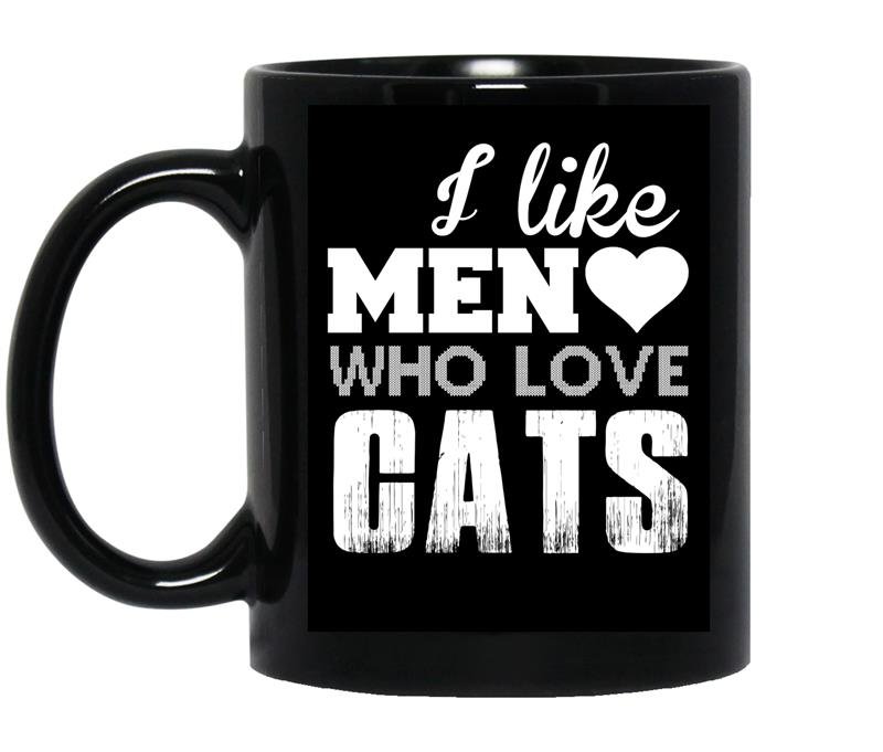 I like men who loves cats coffee Mug_Black