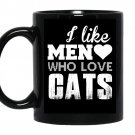 I like men who loves cats coffee Mug_Black