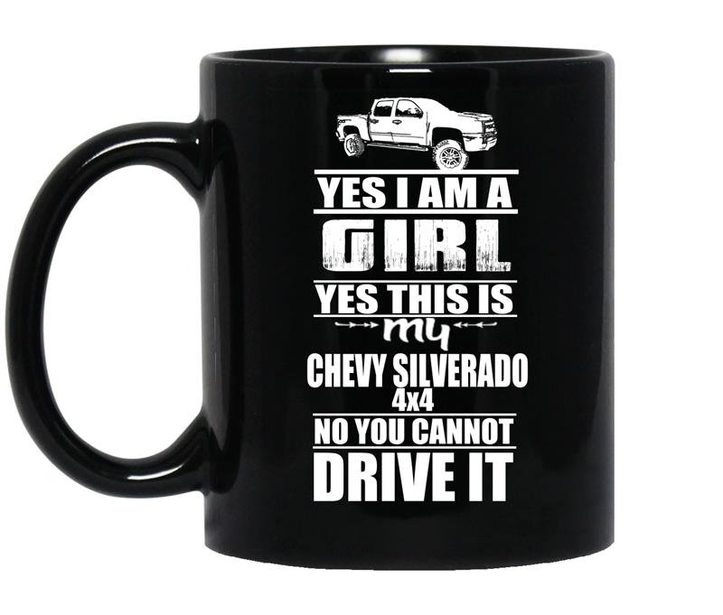 Im a girl this is my chevy silverado 4x4 coffee Mug_Black