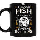 I rescue fish from water and beer from bottles coffee Mug_Black
