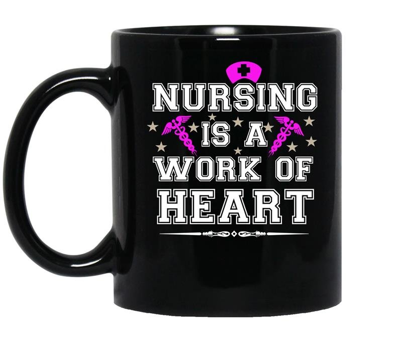 Nursing is a work of heart coffee Mug_Black