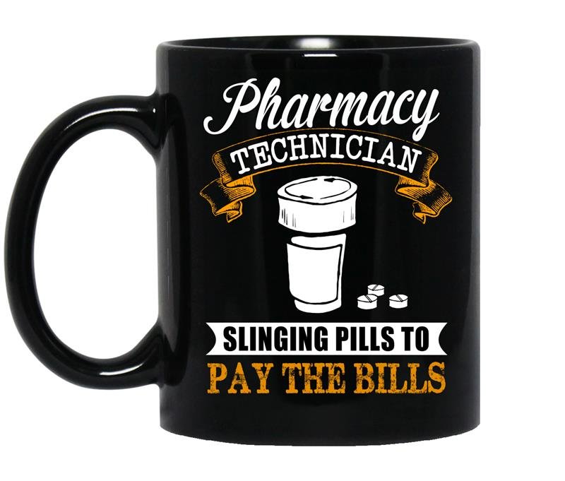 Pharmacy technician slinging pills to pay the bills coffee Mug_Black