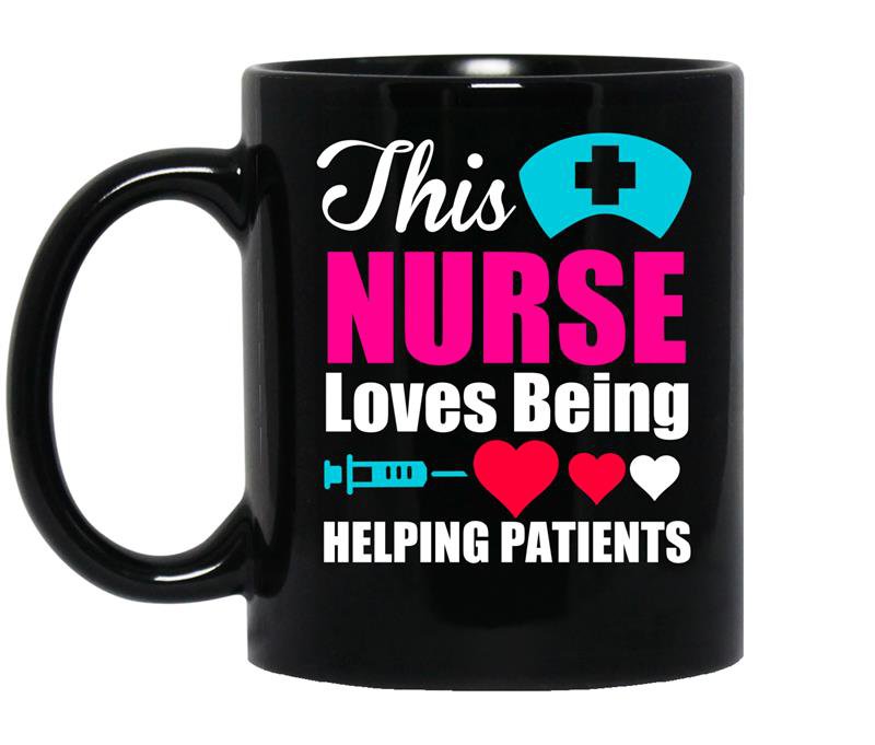 This nurse loves being helping patients nurse coffee Mug_Black
