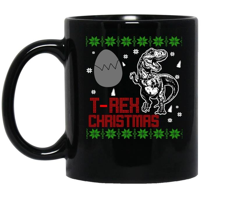 T rex christmas coffee Mug_Black