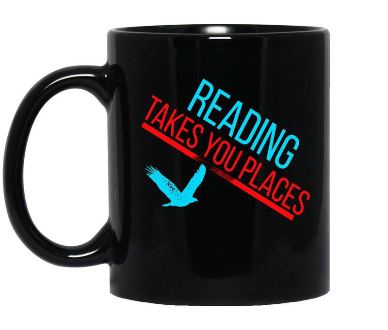 Reading takes you places coffee Mug_Black
