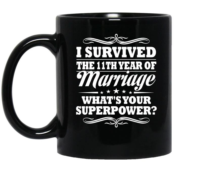 11th wedding anniversary gift ideas for her him i survived coffee Mug_Black