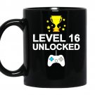 16th birthday level 16 unlocked funnygamer gift kid coffee Mug_Black