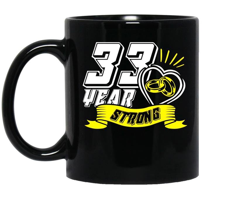 33th wedding anniversary gift 33 years strong coffee Mug_Black