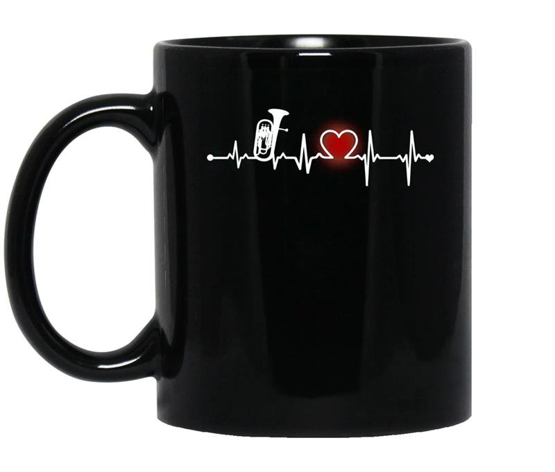 Baritone heartbeat music marching band tees coffee Mug_Black