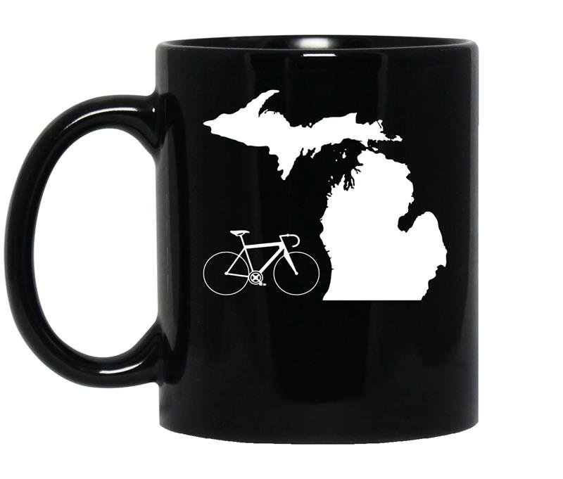 Bicycle michigancyclist tee state road bike coffee Mug_Black