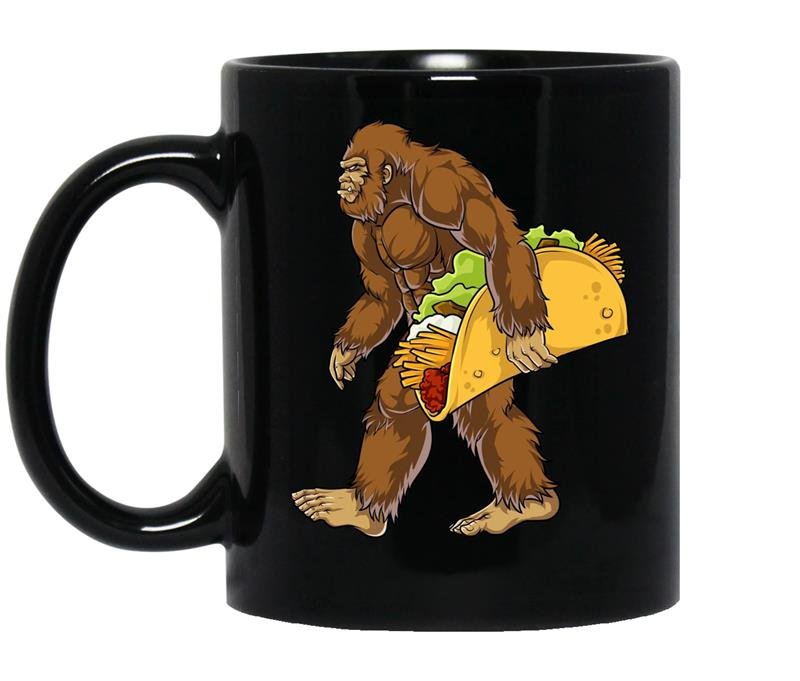 Bigfoot sasquatch carrying tacofunny camping gifts Coffee Mug_Black