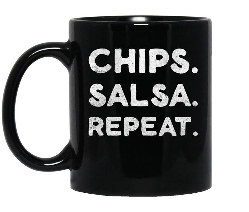 Chips salsa repeat funny foodie coffee Mug_Black
