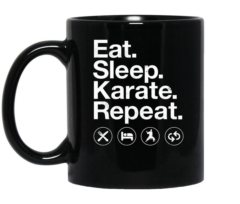 Eat sleep karate repea funny karate coffee Mug_Black