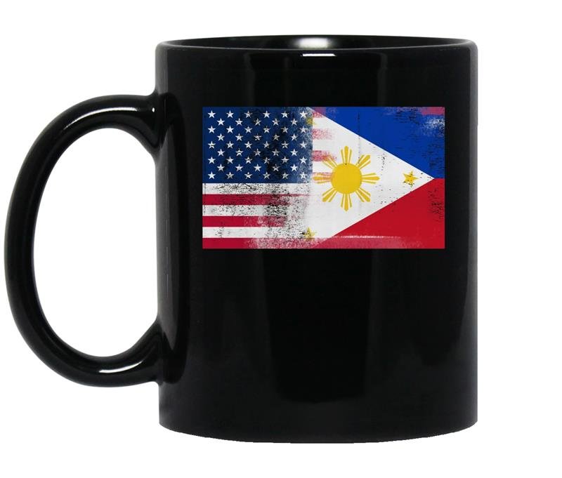 Filipino american half philippines half america flag coffee Mug_Black
