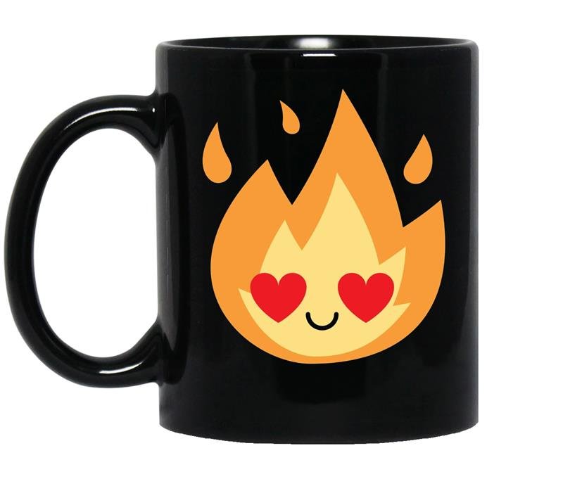 Fire flame emoji heart eye tee coffee Mug_Black