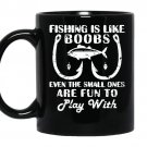 Fishing is like boobs cute fishing with funny quote coffee Mug_Black
