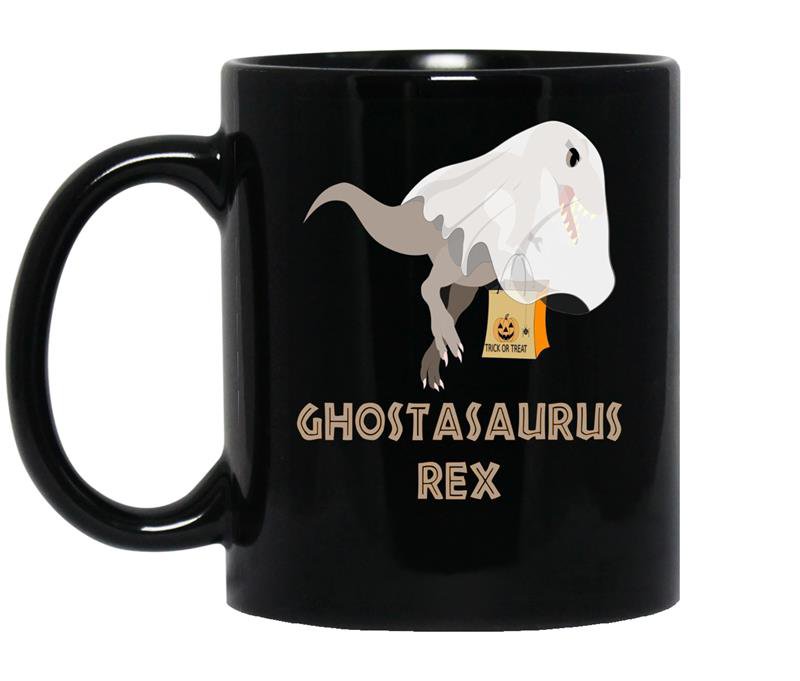 Ghostasaurus rex t rex dinosaur ghost halloween coffee Mug_Black