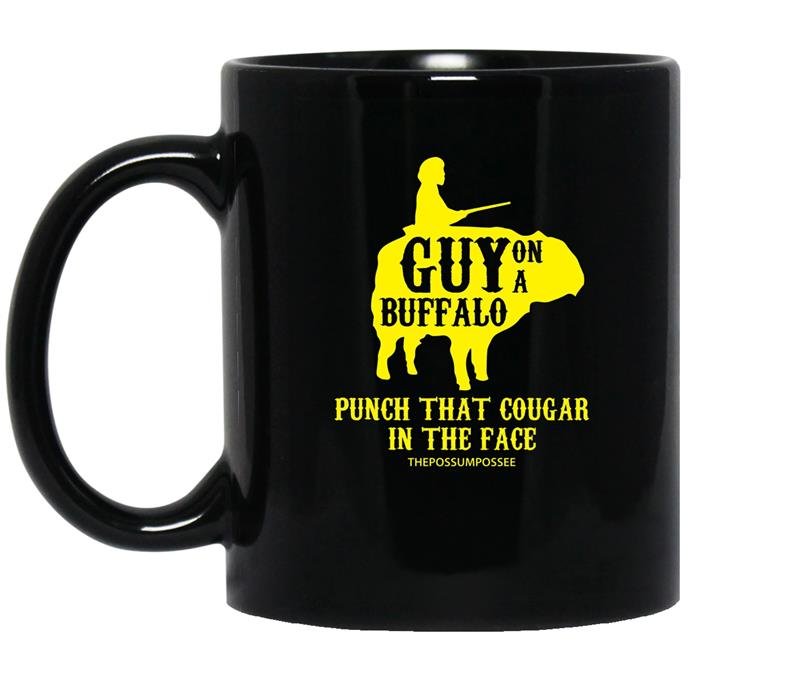 Guy on a buffalopunch that cougar in the face coffee Mug_Black