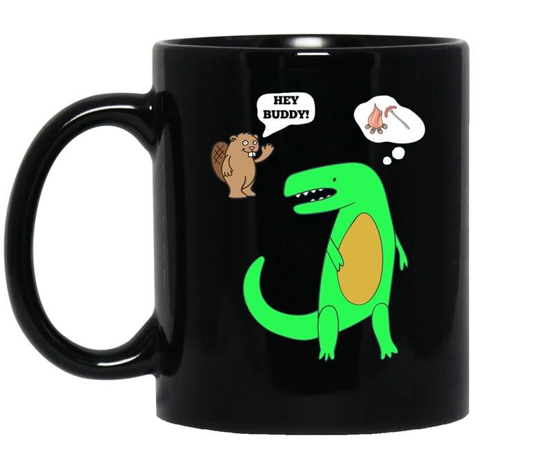 Hey buddy dinosaur lunch coffee Mug_Black