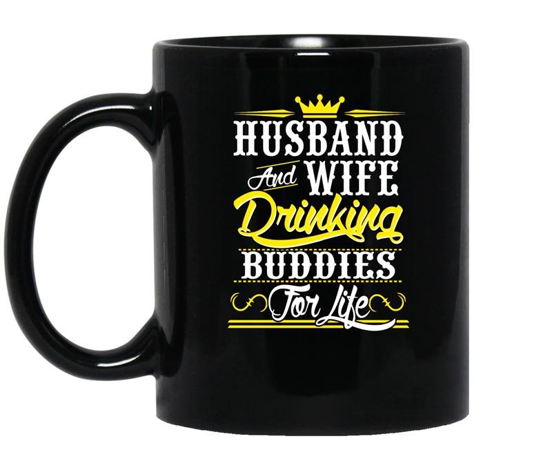 Husband wife drinking buddies for life coffee Mug_Black