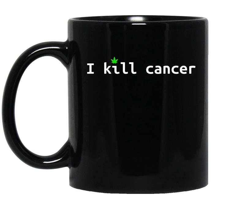 I kill cancer funnycannabis leaf cancer awareness coffee Mug_Black