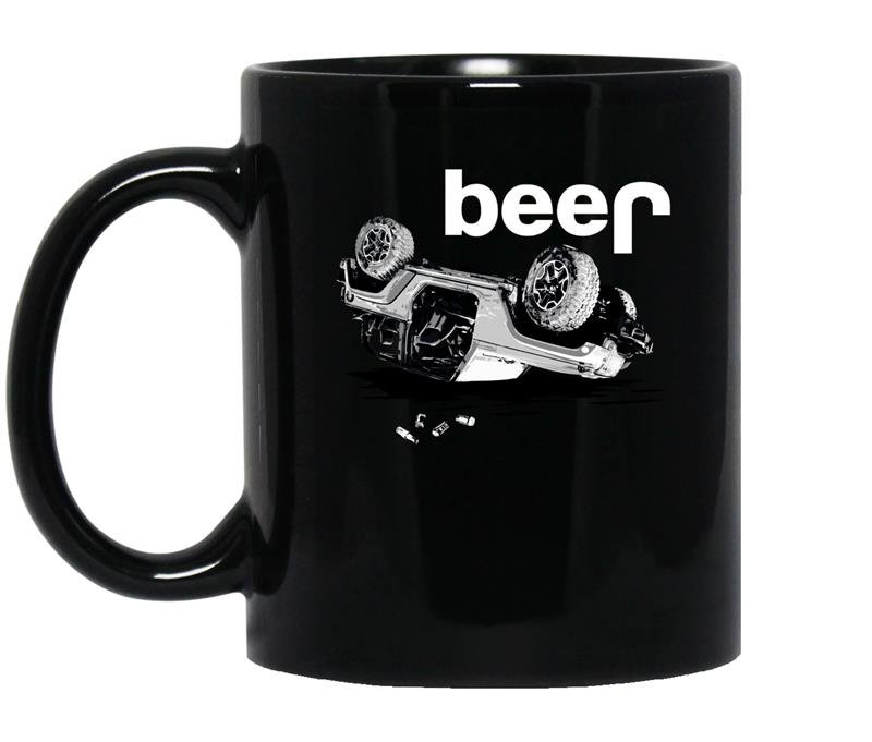 Jeep beer 4x4 wrecked funny coffee Mug_Black