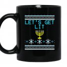 Lets get lit funny hanukkah sweater menorah coffee Mug_Black