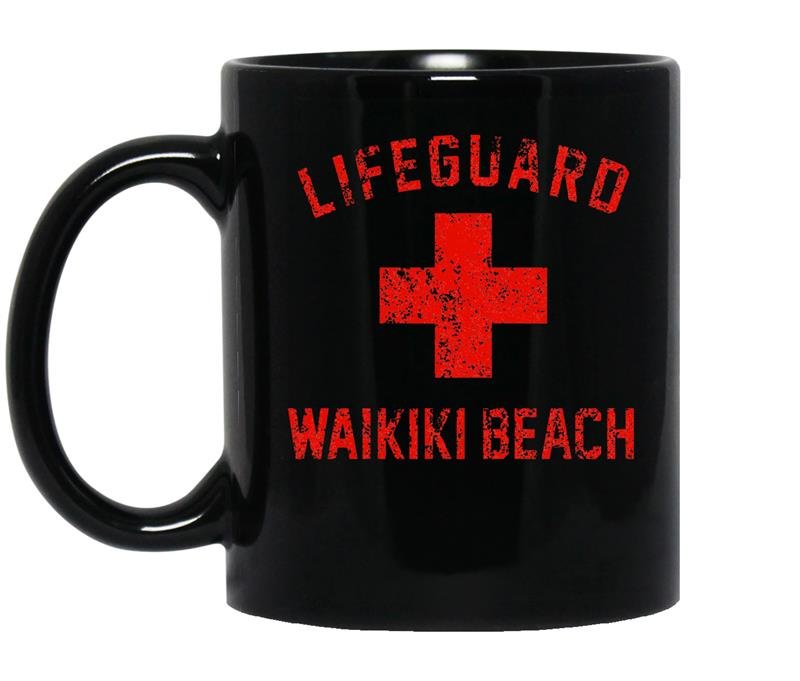 Lifeguard waikiki beach swimming pool honolulu hawaii coffee Mug_Black