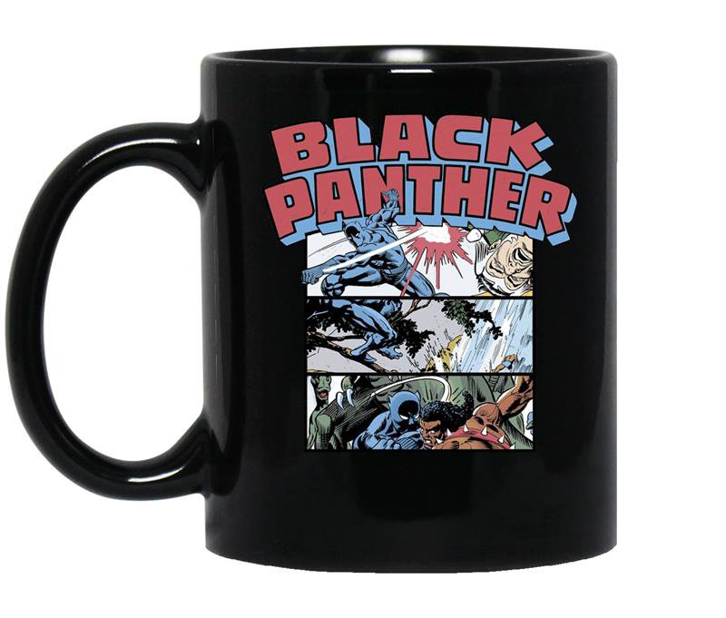 Marvel black panther retro comic stacked panel art coffee Mug_Black