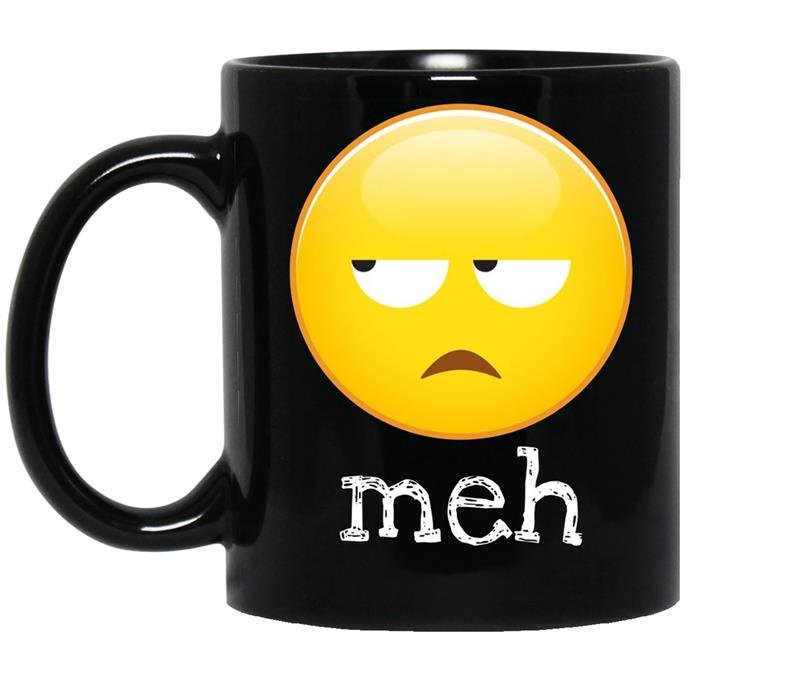Meh bored emoji face coffee Mug_Black