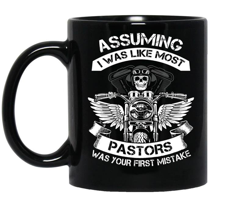 Mens assuming biker pastorver 2 coffee Mug_Black