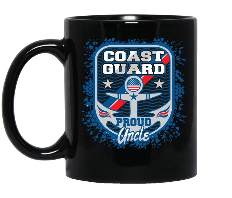 Mens coast guard proud uncle coffee Mug_Black