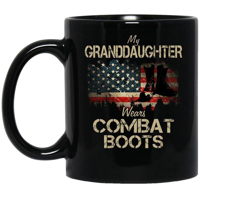 My granddaughter wears combat boots coffee Mug_Black