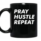 Pray hustle repeat christian entrepreneur quote coffee Mug_Black