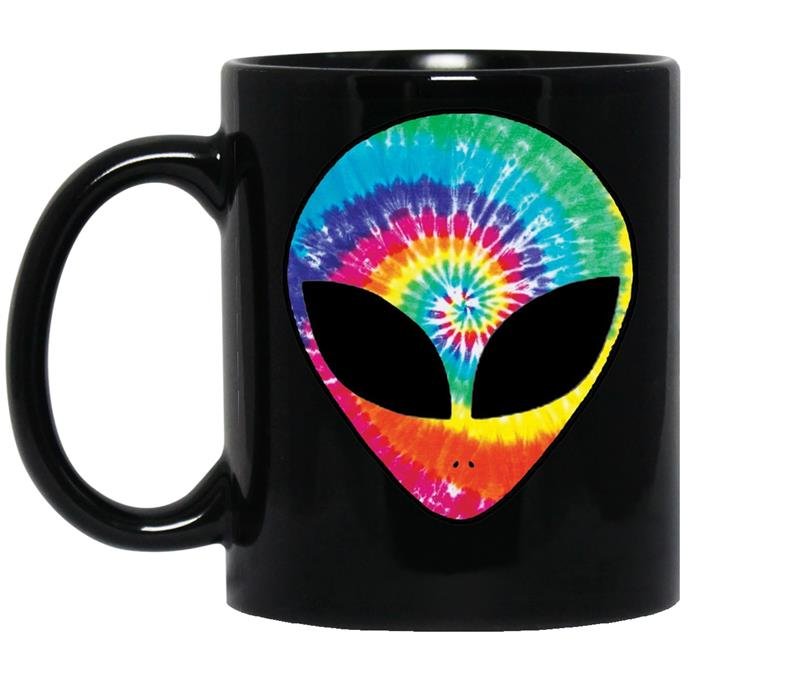 Rainbow alien trippylarge coffee Mug_Black