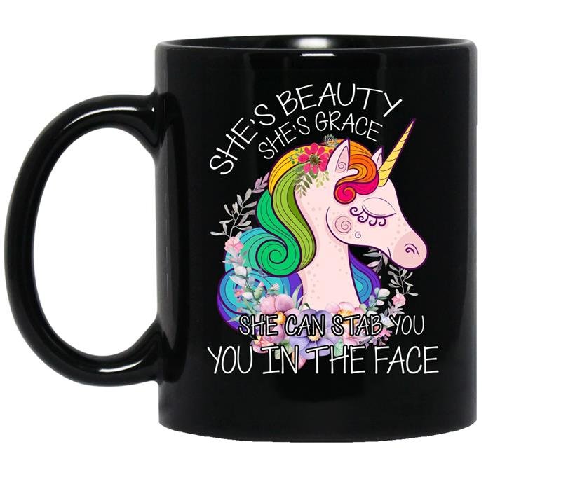 Shes beauty shes grace she can stab you in the face coffee Mug_Black