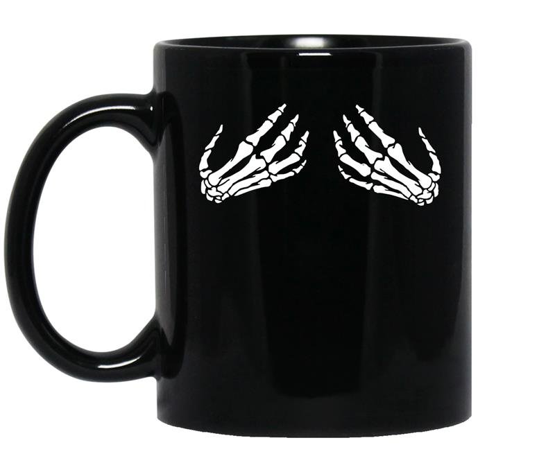 Skeleton hand skeleton hand bra halloween coffee Mug_Black