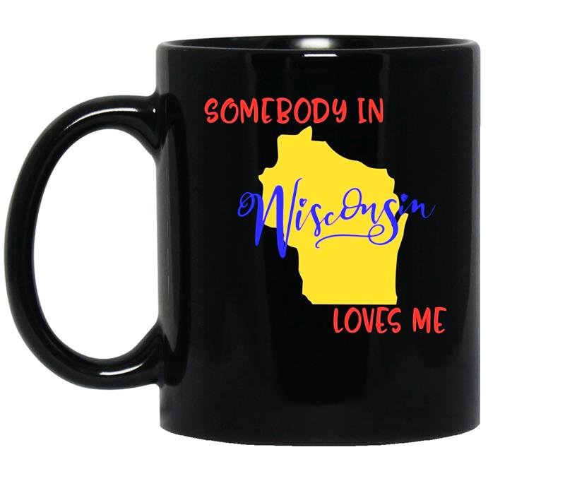 Somebody in wisconsin loves me state coffee Mug_Black