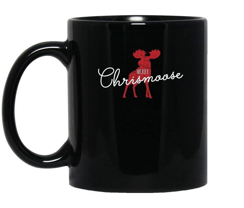 The merry chrismoose christmas moose funny gift coffee Mug_Black