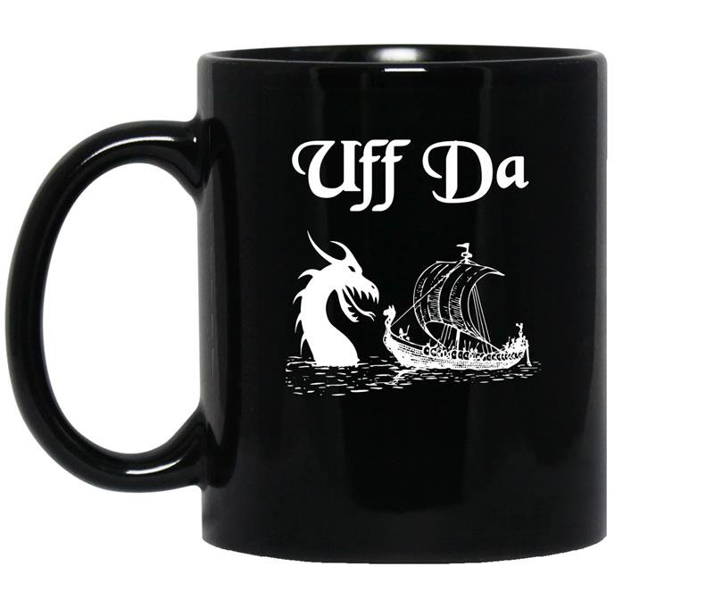 Uff da viking boat and dragon coffee Mug_Black