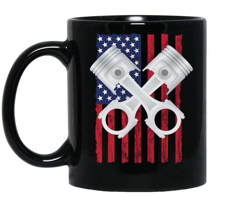 Usa distressed look drag racing coffee Mug_Black